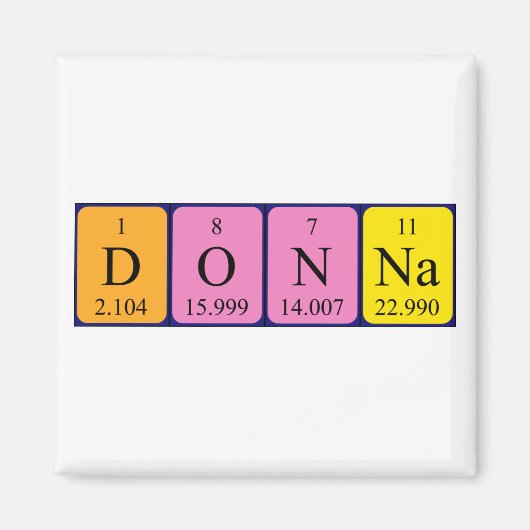 Donna periodieke table name magnet (Voorkant)