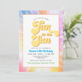 DONNA Retro Font Tie Dye Pool Party Verjaardag Kaart (Staand voorkant)