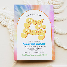 DONNA Retro Font Tie Dye Pool Party Verjaardag Kaart