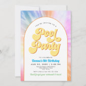 DONNA Retro Font Tie Dye Pool Party Verjaardag Kaart (Voorkant)