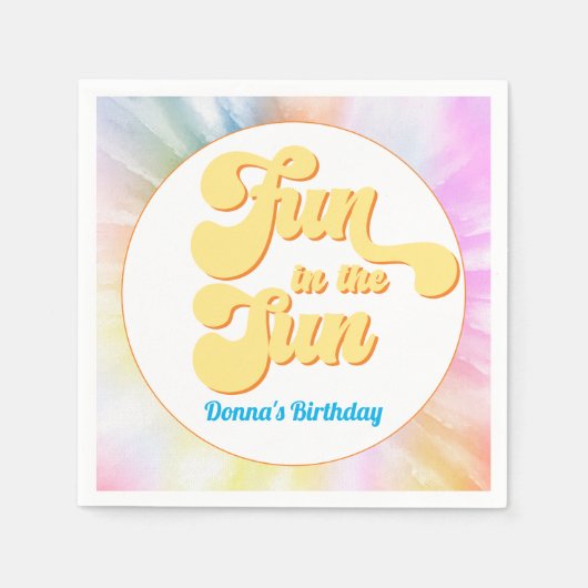 DONNA Retro Font Tie Dye Pool Party Verjaardag Servet (Voorkant)
