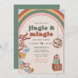 DONNA Retro Rainbow Jingle Mingle-kerstfeest Kaart<br><div class="desc">Deze unieke kerstfeestelijke uitnodiging is voorzien van retro-regenbogen,  gordels,  disco ball en feestcadeautjes in combinatie met een 70's themed font and groovy kleurencombinatie. Deze vakantie-uitnodiging is perfect voor de unieke gastheer die er de voorkeur aan geeft iets wat een beetje buiten het gewone leven valt.</div>