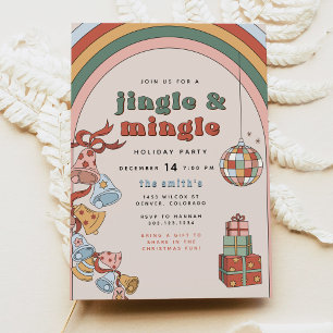 DONNA Retro Rainbow Jingle Mingle-kerstfeest Kaart
