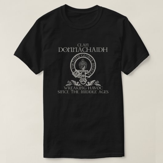Donnachaidh Clan crest Schotse achternaam tartan T T-shirt (Design voorkant)