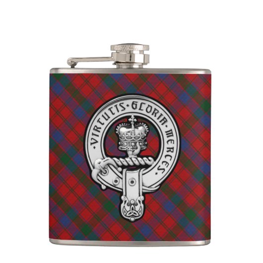 Donnachaidh (Robertson) Red tartan Crest Heupfles (Voorkant)