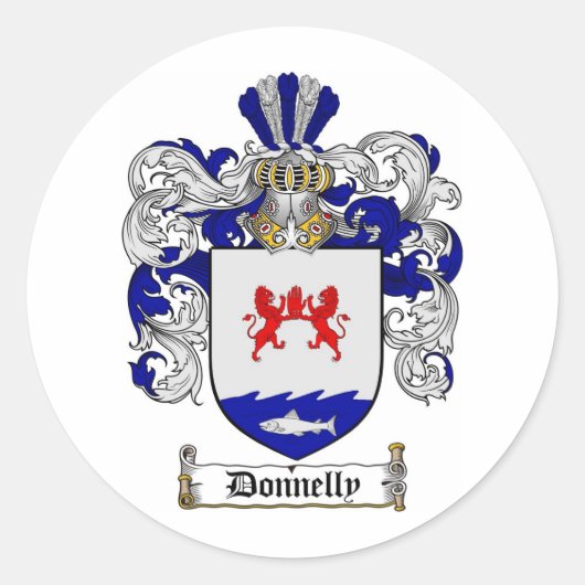 DONNELLY FAMILY CREST - DONNELLY COAT OF ARMS RONDE STICKER (Voorkant)