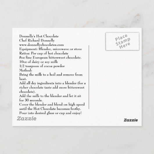 Donnelly's Hot Chocolate Briefkaart (Achterkant)