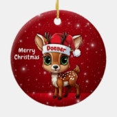 Donner Baby Deer, Fawn, Doe, Reindeer🦌 🎄 Keramisch Ornament (Achterkant)