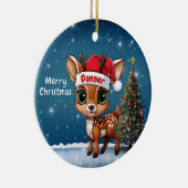 Donner Baby Deer, Fawn, Doe, Reindeer🦌🎄 Keramisch Ornament (Rechts)