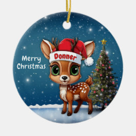 Donner Baby Deer, Fawn, Doe, Reindeer🦌🎄 Keramisch Ornament