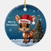 Donner Baby Deer, Fawn, Doe, Reindeer🦌🎄 Keramisch Ornament (Achterkant)