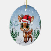 Donner Baby Deer, Fawn, Doe, Reindeer🦌🎄 Keramisch Ornament (Rechts)