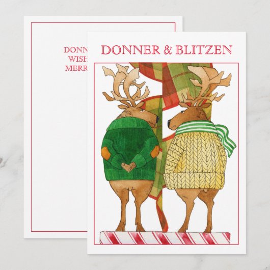 DONNER BLITZEN 5x7 Kerstkaart (Voorkant / Achterkant)