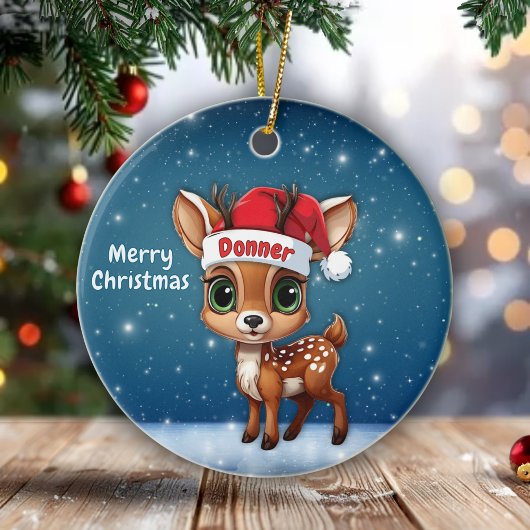 Donner Cute Whimsical Reindeer Graphic Unique🦌 🎄 Keramisch Ornament