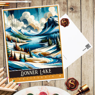 Donner Lake, Californië schilderij Briefkaart