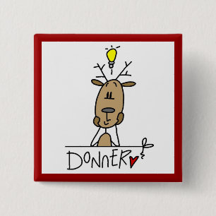 Donner Rendier Kerst T-shirts en Cadeaus Vierkante Button 5,1 Cm
