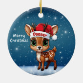 Donner Schattig Whimsical Rendier Grafisch Uniek🦌 Keramisch Ornament (Achterkant)
