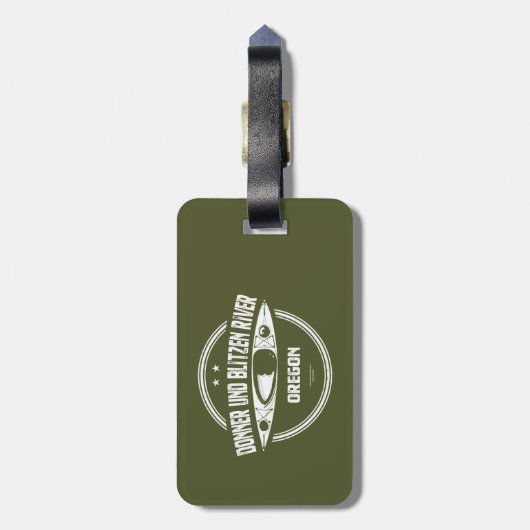 Donner und Blitzen River Oregon Kayaking Bagagelabel (Achterkant verticaal)