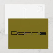 Donnie, weeszwart karakter, geometrisch lettertype briefkaart (Voorkant / Achterkant)