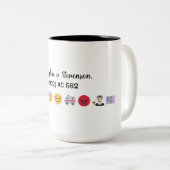 Donoghue v Stevenson in emoji Tweekleurige Koffiemok (Voorkant rechts)