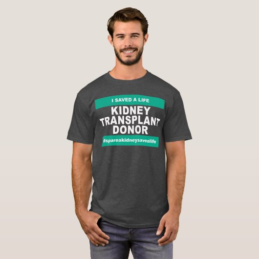 Donor niertransplantatie - donkere kleur t-shirt (Voorkant volledig)
