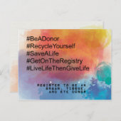 Donorbewustzijn, transplantatie, orgaandonatie briefkaart (Voorkant / Achterkant)