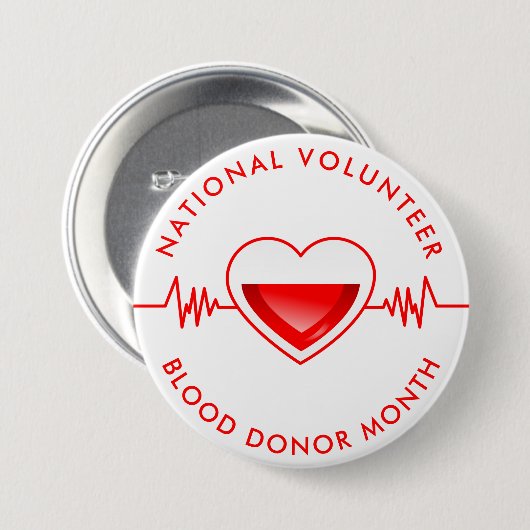 Donormaand van nationaal vrijwilliger ronde button 7,6 cm (Voorkant /achterkant)