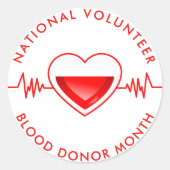 Donormaand van nationaal vrijwilliger ronde sticker (Voorkant)
