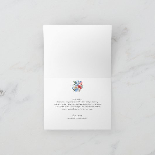 Donorvrijwilliger van het Democratisch Patriottisc Bedankkaart (Binnen)