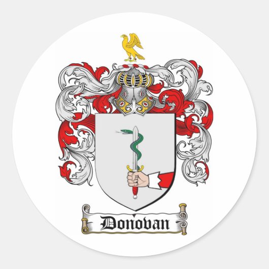 DONOVAN FAMILY CREST - DONOVAN WAPEN RONDE STICKER (Voorkant)