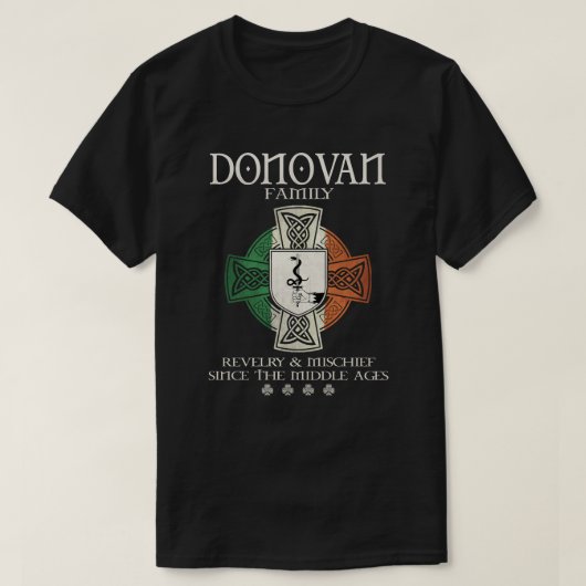 Donovan Family Ireland achternaam Ierse vlag shamr T-shirt (Design voorkant)