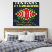 Donovan's Coffee LabelBirmingham, AL Canvas Afdruk (Insitu (Slaapkamer))