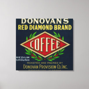 Donovan's Coffee LabelBirmingham, AL Canvas Afdruk