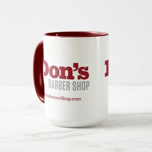Don's Barber Shop - Rode Logo Koffie Mok (Voorkant links)