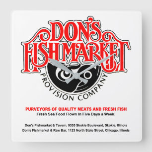 Don's Fishmarket, Skokie, Chicago, IL Vierkante Klok