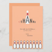 Dons Perzik Zachte Moderne Bowling Verjaardagsfees Bedankkaart (Voorkant / Achterkant)