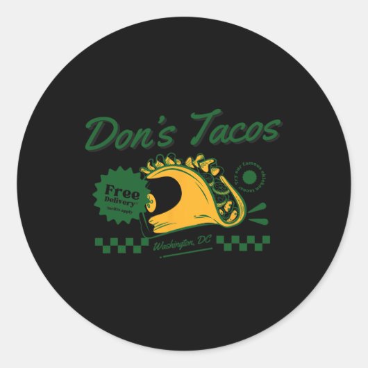 Don's Tacos - Grappig Patriottisch Let's Go Taco-t Ronde Sticker (Voorkant)
