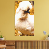 Dons witte kip in veld canvas afdruk (Insitu (Woonkamer))