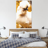 Dons witte kip in veld canvas afdruk (Insitu (Slaapkamer))