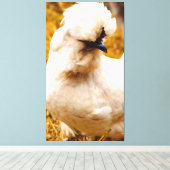 Dons witte kip in veld canvas afdruk (Insitu (Houten vloer))