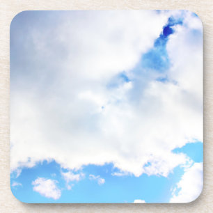 Donsige Witte Wolken en Blauwe Lucht Drankjes Onderzetter