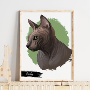 Donskoy Cat Print Kat-wanddruk