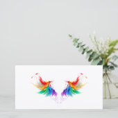 Donszachte regenboogvleugels bedankkaart (Staand voorkant)