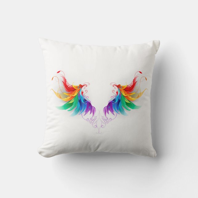 Donszachte regenboogvleugels kussen (Voorkant)