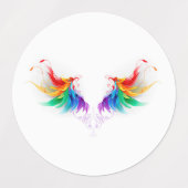 Donszachte regenboogvleugels labels (Design 2)