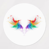 Donszachte regenboogvleugels labels (Design 1)