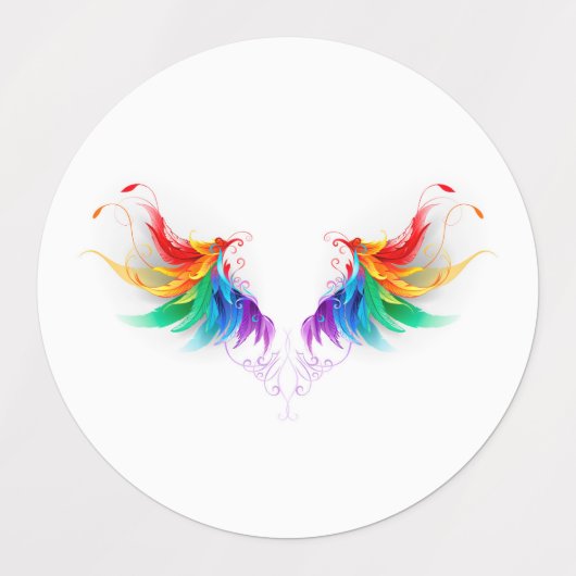 Donszachte regenboogvleugels labels (Design 1)
