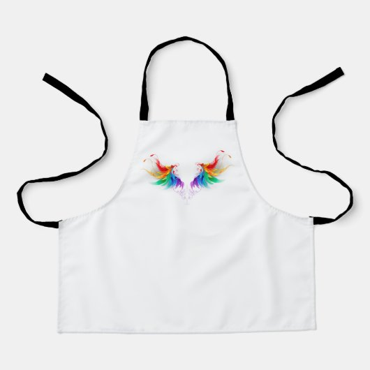 Donszachte regenboogvleugels schort (Voorkant)