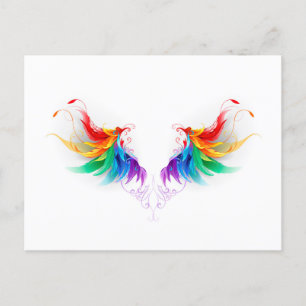 Donszachte Regenboogvleugels Uitnodiging Briefkaart