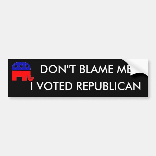DON'T BLAME, IK HEB DE REPUBLIEK GESTEMD BUMPERSTICKER (Voorkant)